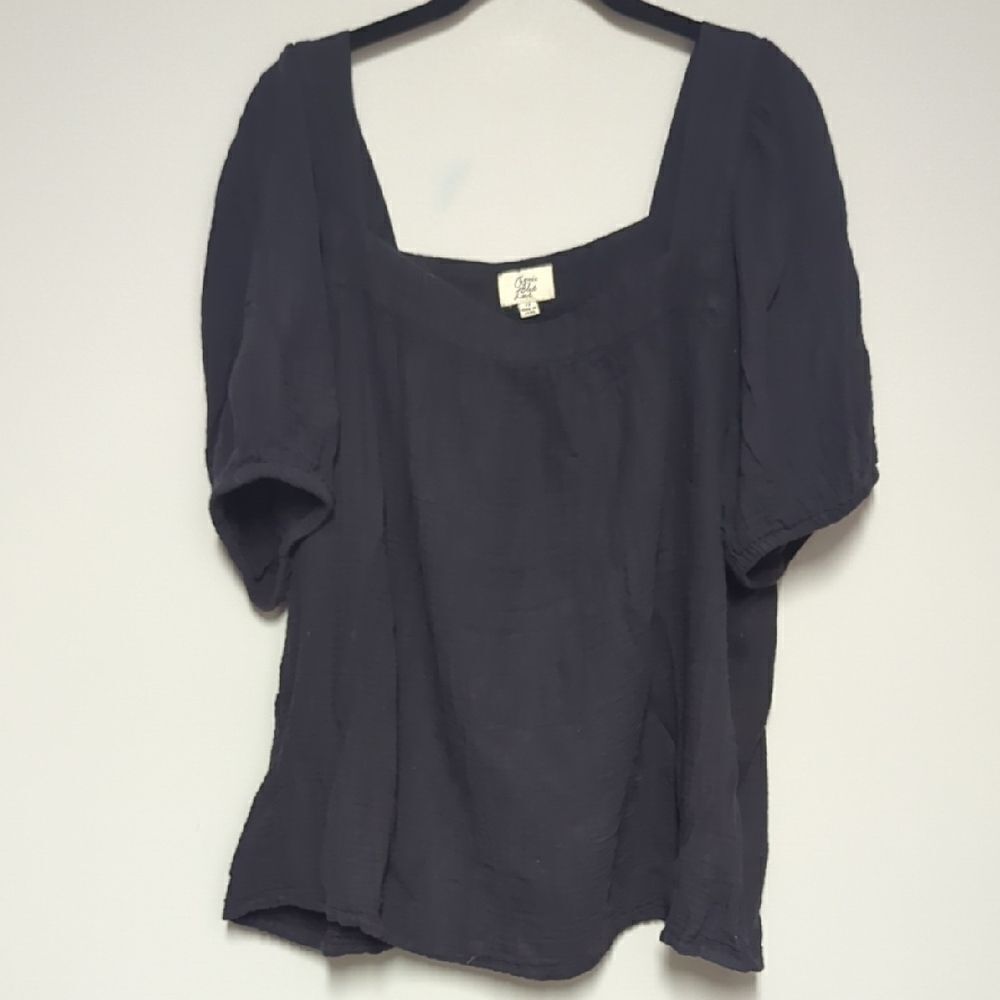 Cosmic Blue love Black Boxy Blouse with Relaxed Fit